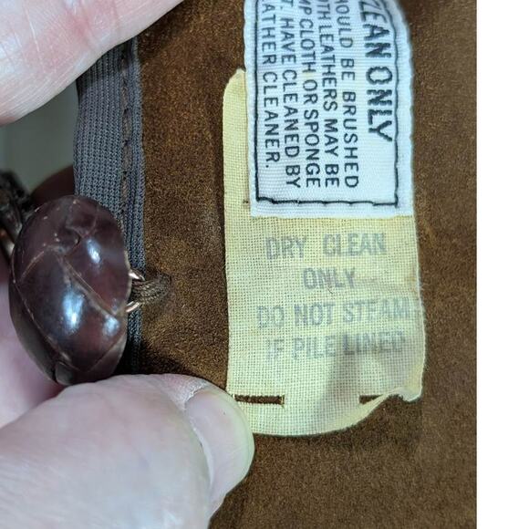 Vtg Suede Leather Jacket Womens Medium Tan Fringe Button Nylon Lining Western - Picture 6 of 15